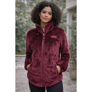 The North Face Fuzzy Fleece Jacket Burgundy Full Zip Women's Size L